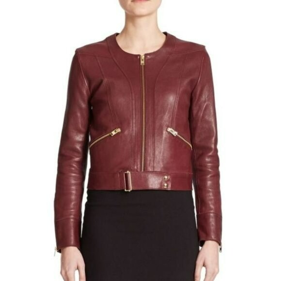 IRO Leather Broome Cropped MOTO Jacket Womens 10 - Like New - Picture 2 of 15